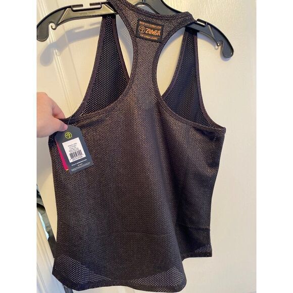 NWT Zumba XS Racerback Top with Gold Lettering - Picture 2 of 5